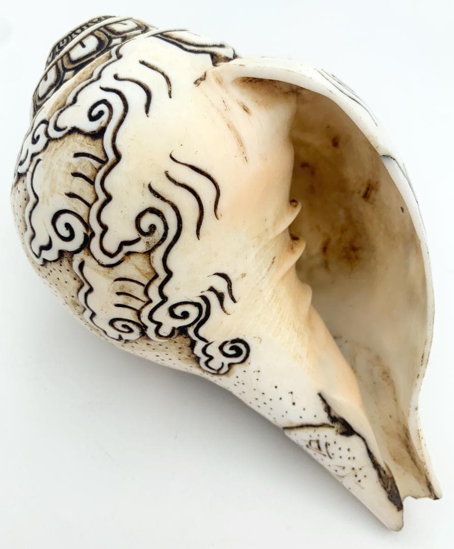 ◆チベット密教法具　法螺貝（シャンカ）十一面千手千眼観音菩薩-A-