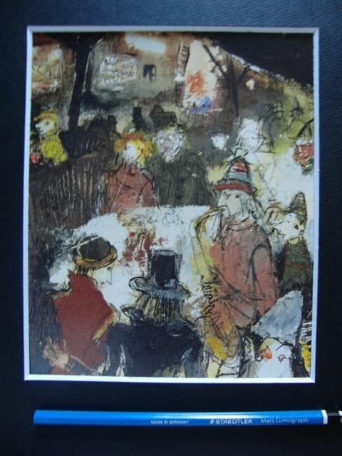 松井 ヨシアキ 【Cafeの夜】 希少画集画、状態良好、新品高級額装付