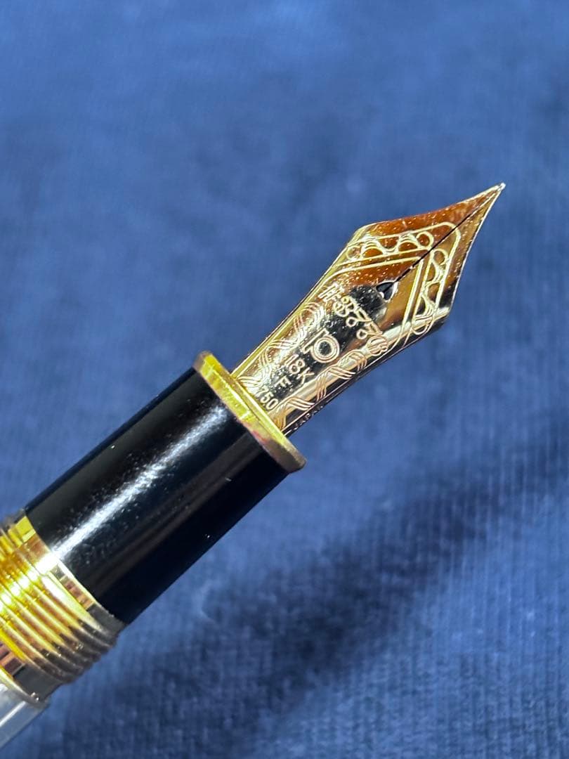 プラチナ万年筆銀無垢k18細字（F）