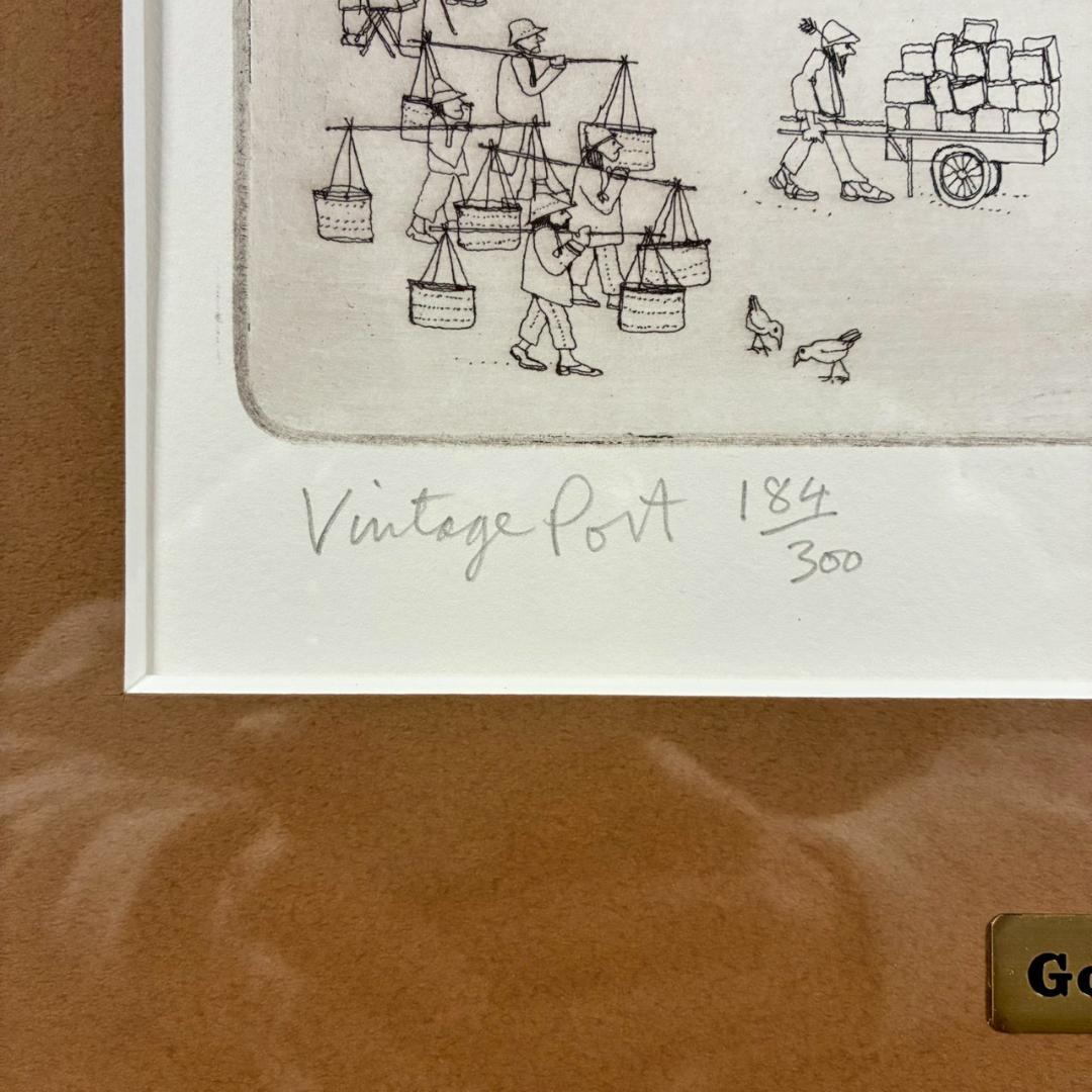 美品 グラハム・クラーク「ヴィンテージポート」エッチング 直筆サイン入 神戸