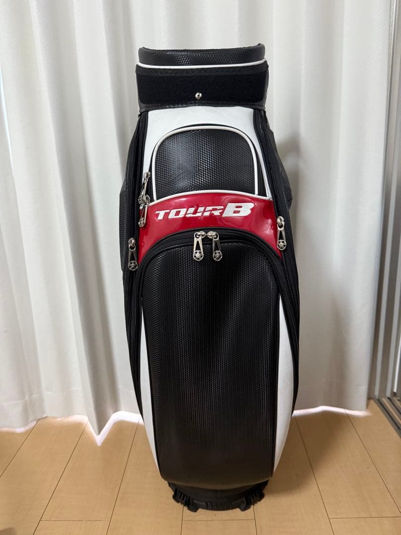ブリヂストンTOUR B キャディバッグ　9.5型黒×赤　フード付き