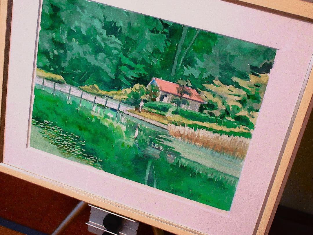 水彩画 風景画 木製フレーム付き