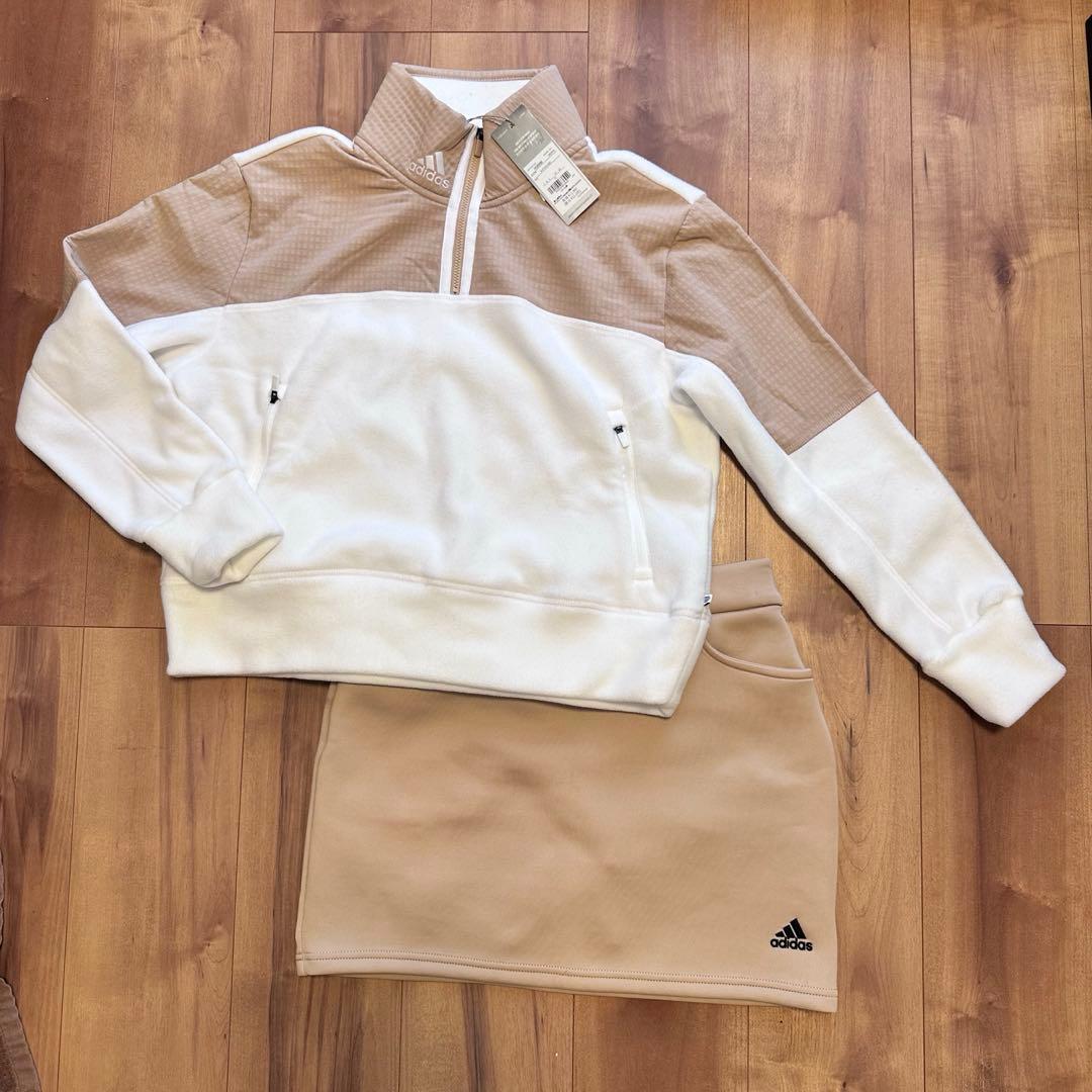 クロップド丈　フリース　ダンボールニット　スカート　セットアップ　ベージュ　春秋