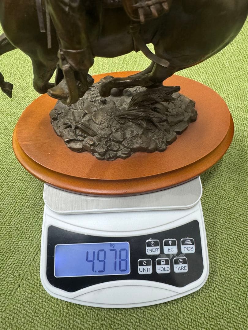 ssx2673　フランクリンミント 馬上のカウボーイ ブロンズ像 置物