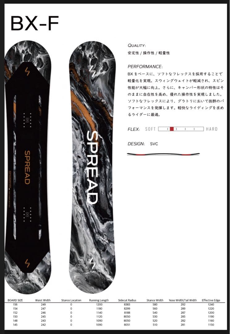 【新品未使用】SPREAD BX-F 25-26スノーボード150cmワックス済