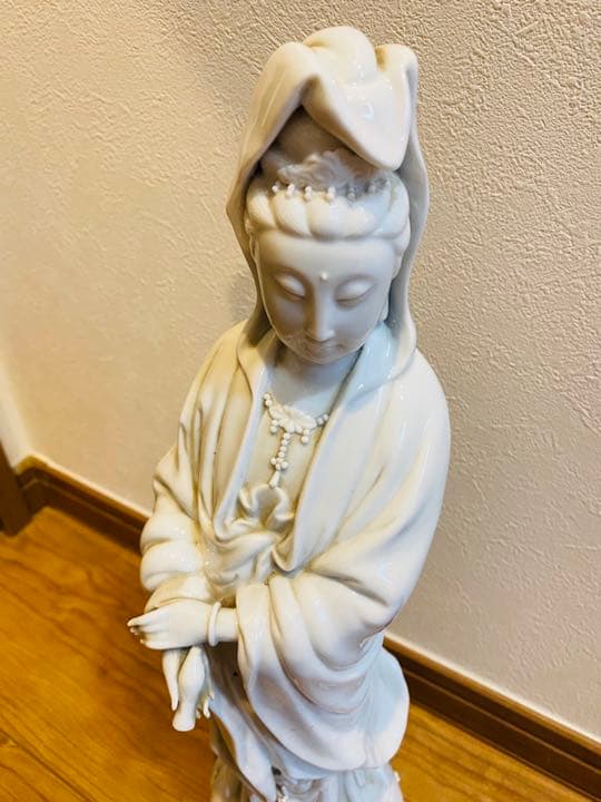 中国美術品、德州窑白瓷、观世音大佛像、超美品、