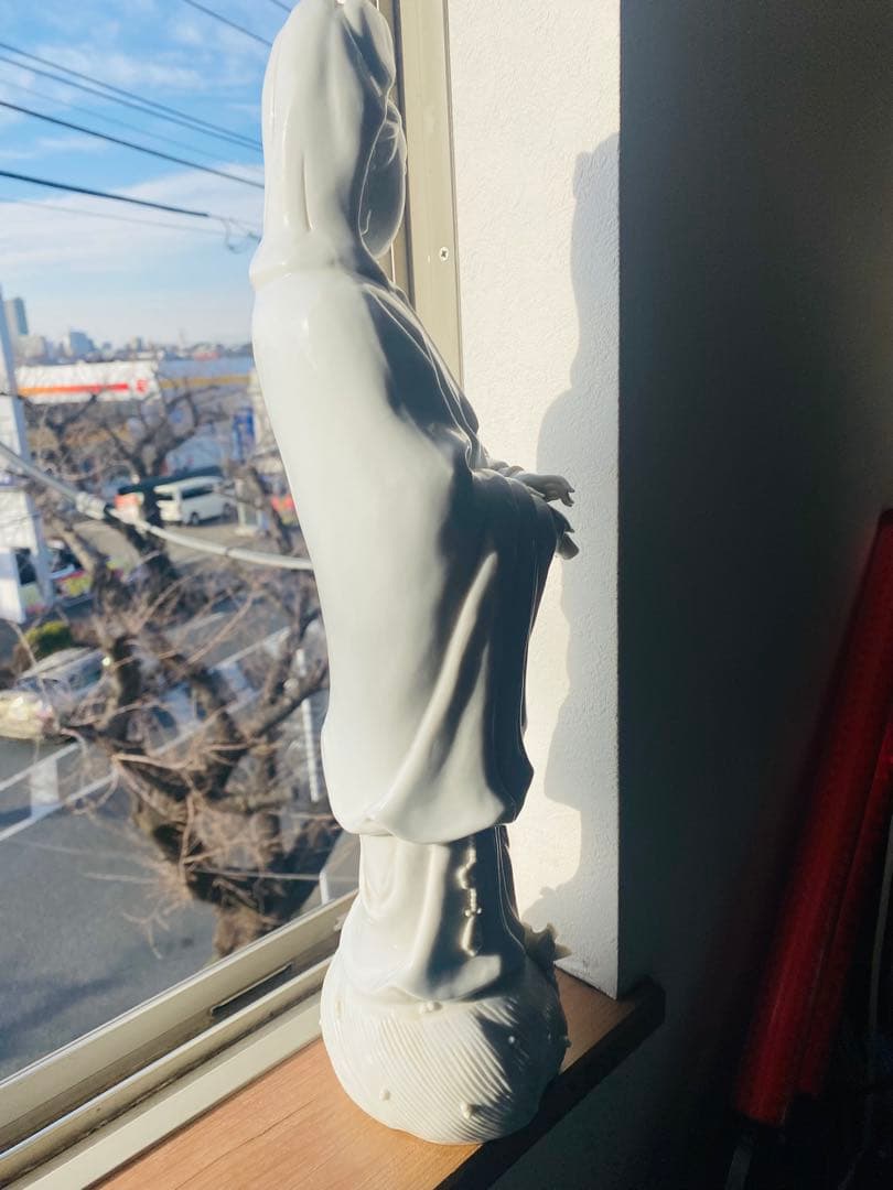 中国美術品、德州窑白瓷、观世音大佛像、超美品、