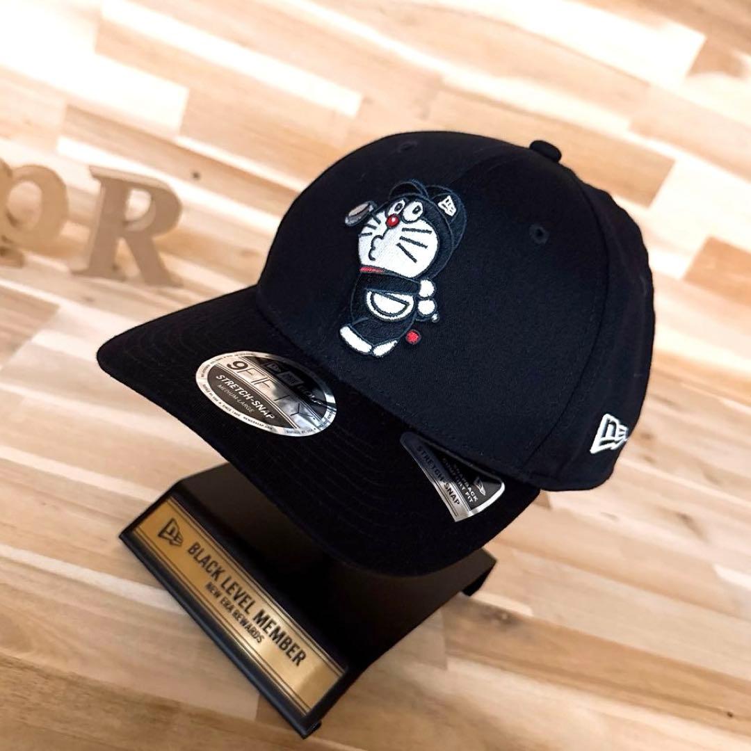 レア【ニューエラ×ドラえもん】限定コラボ ブラック ロゴ ゴルフ キャップ 黒