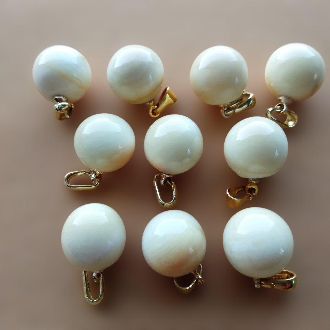 鯨歯　マッコウクジラ　牙玉ペンダントトップ　11.5㎜　10個　①