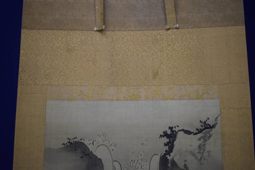 真作/狩野常信/瀑布図/布袋屋掛軸HG-618