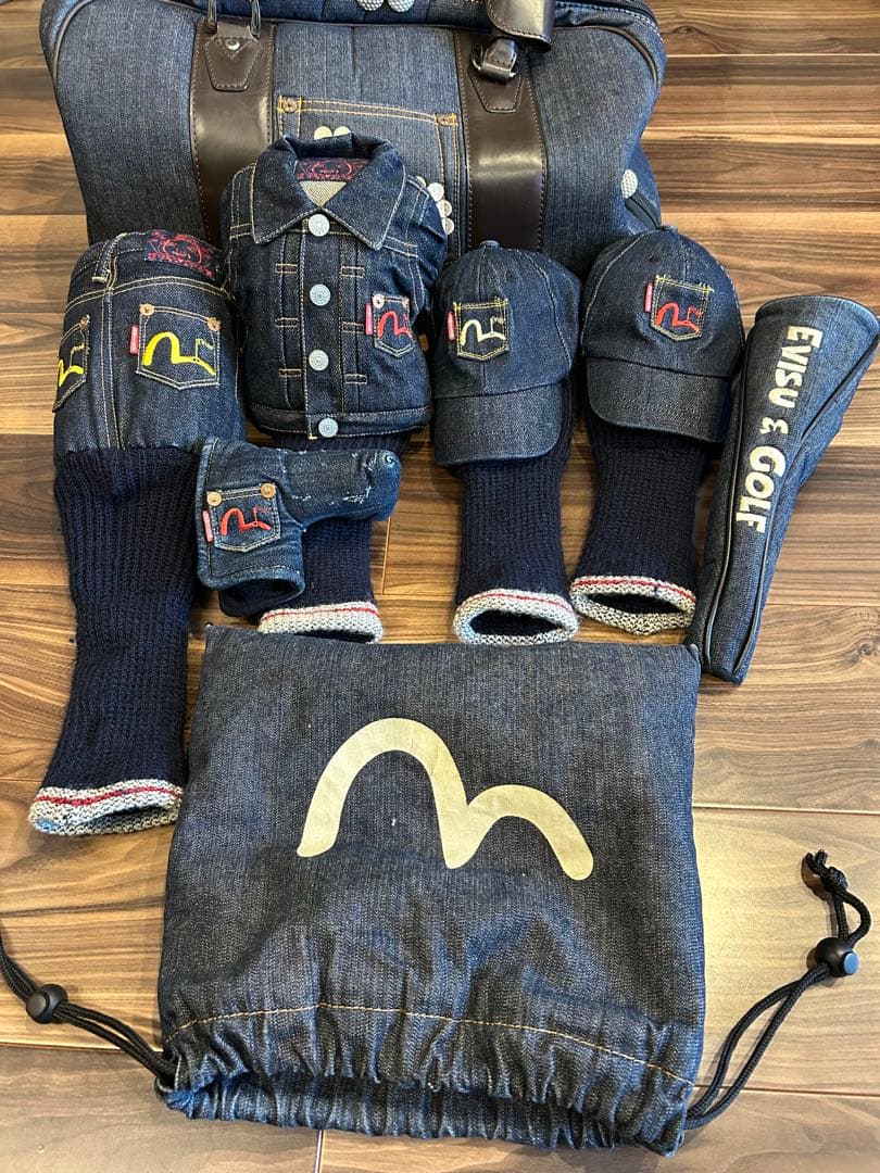 希少☆エヴィス ゴルフ☆キャディバッグ・ヘッドカバー・ボストンバッグ10点セット