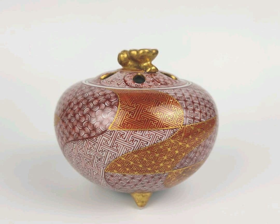 お値下げしました！住田正実作　赤絵小紋　香炉　②