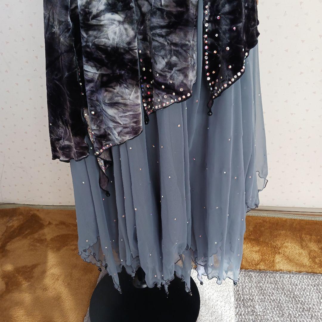 オフショルダー ラテン、スタンダードドレス ビーズ装飾