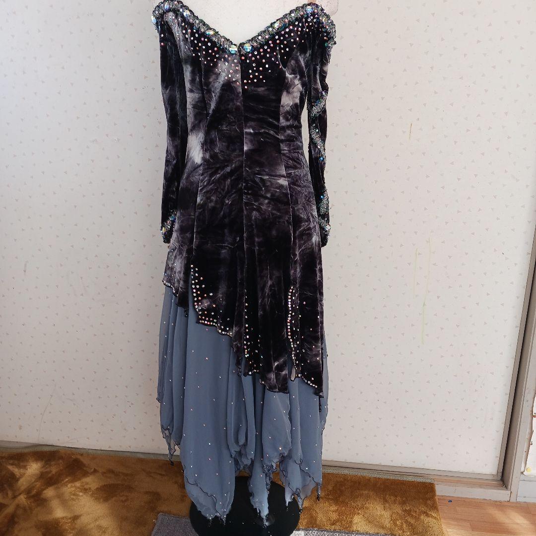 オフショルダー ラテン、スタンダードドレス ビーズ装飾