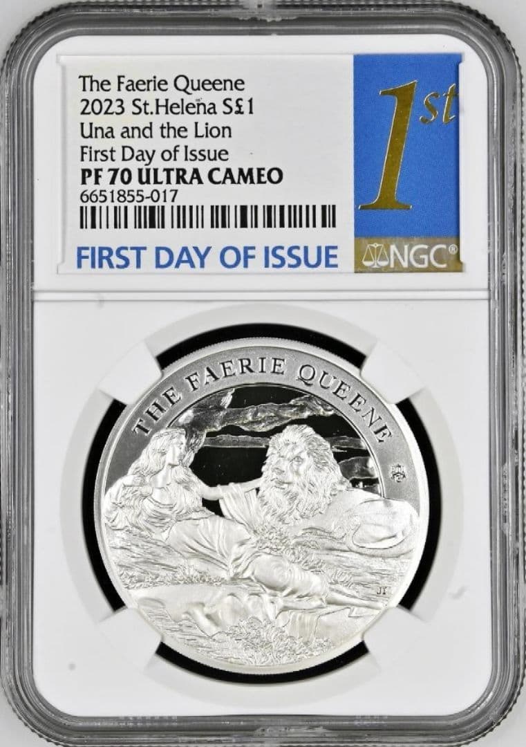 2023 フェアリークイーン ウナとライオン 1オンス 銀貨 NGC PF70