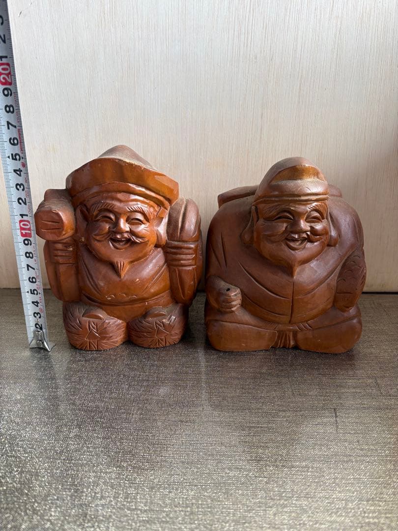 木製 福の神像 2体セット 約10cm