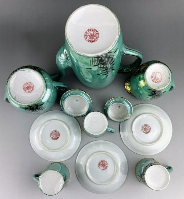 【希少】オールドニッポン ジュエル ティーセット ラスター彩 フライングスワン