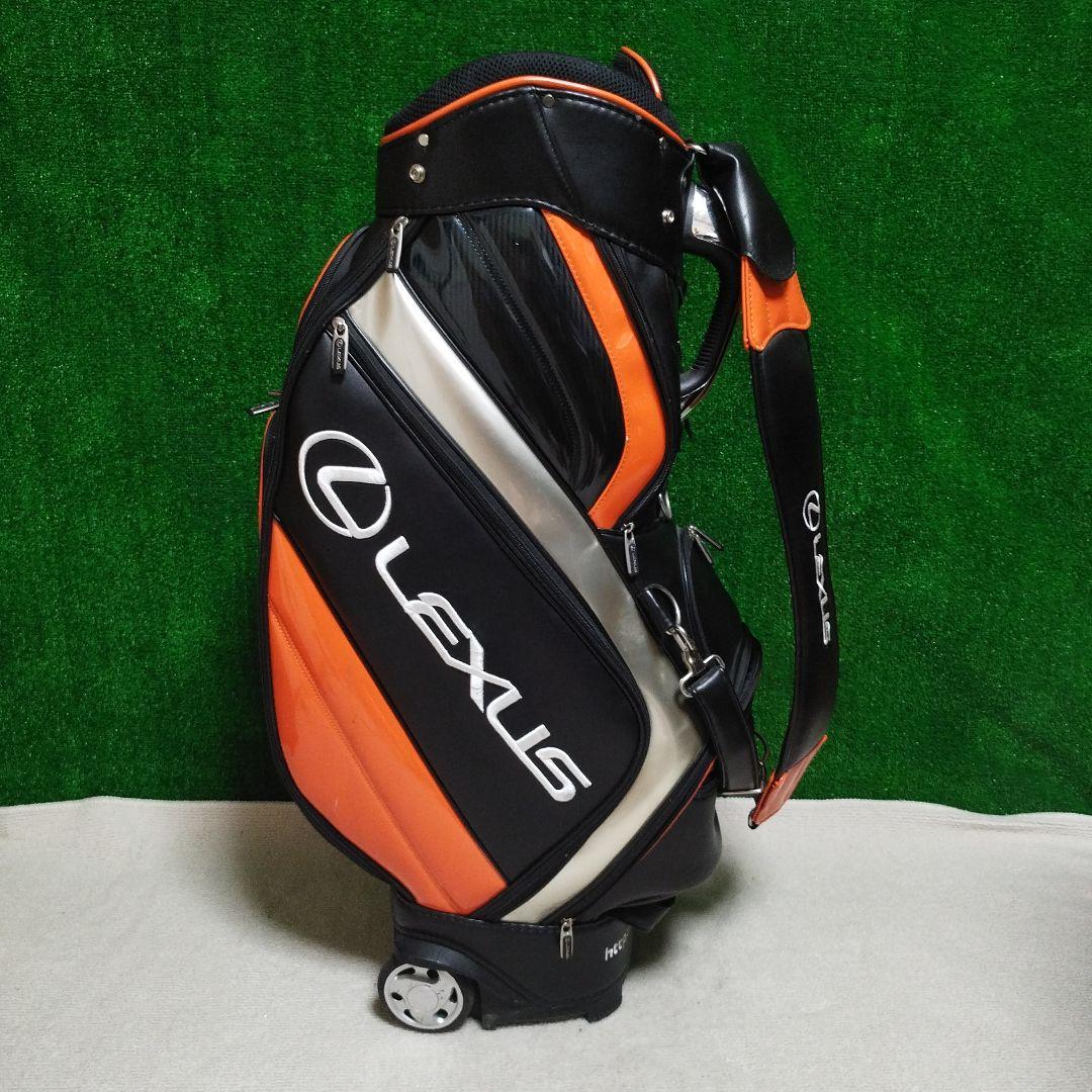 Lexus キャスター付きキャディバッグ オレンジ ブラック フードなし