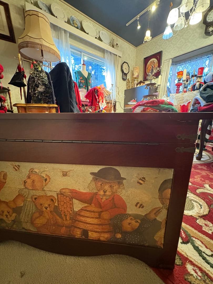 トイボックス　テディベアイラストが描かれた木製ボックス