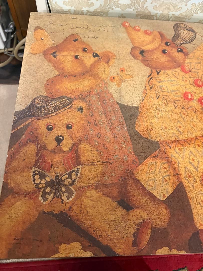 トイボックス　テディベアイラストが描かれた木製ボックス