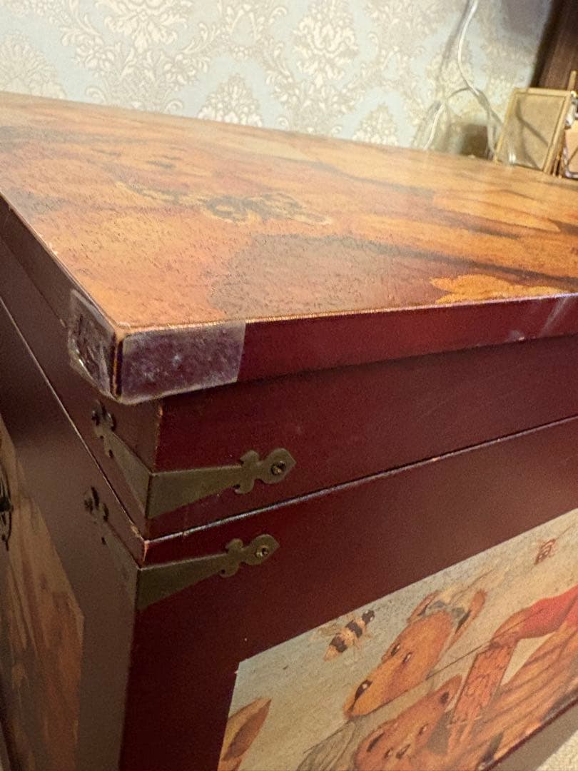 トイボックス　テディベアイラストが描かれた木製ボックス