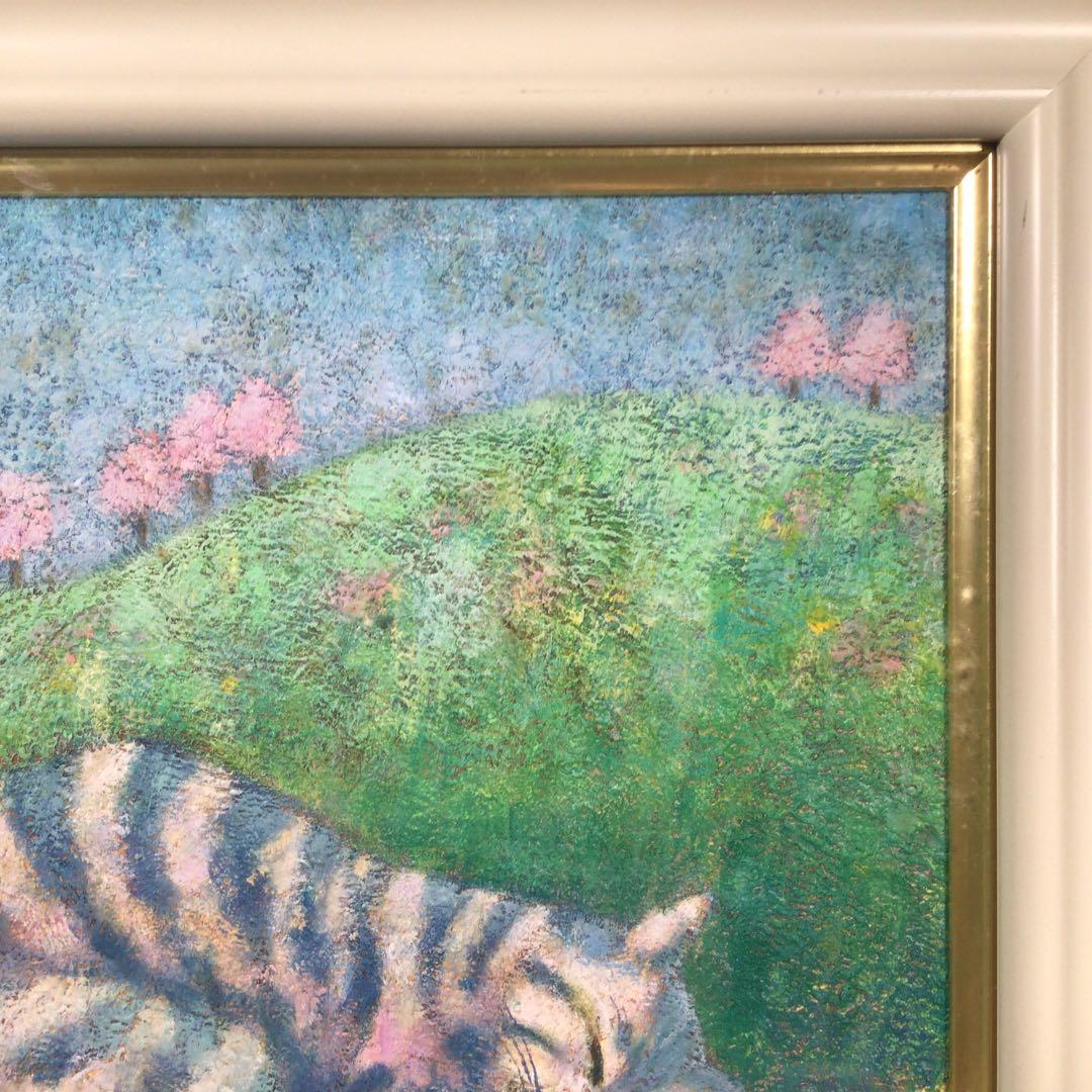 『冬うー特価』　絵画　油絵　『春眠』　猫