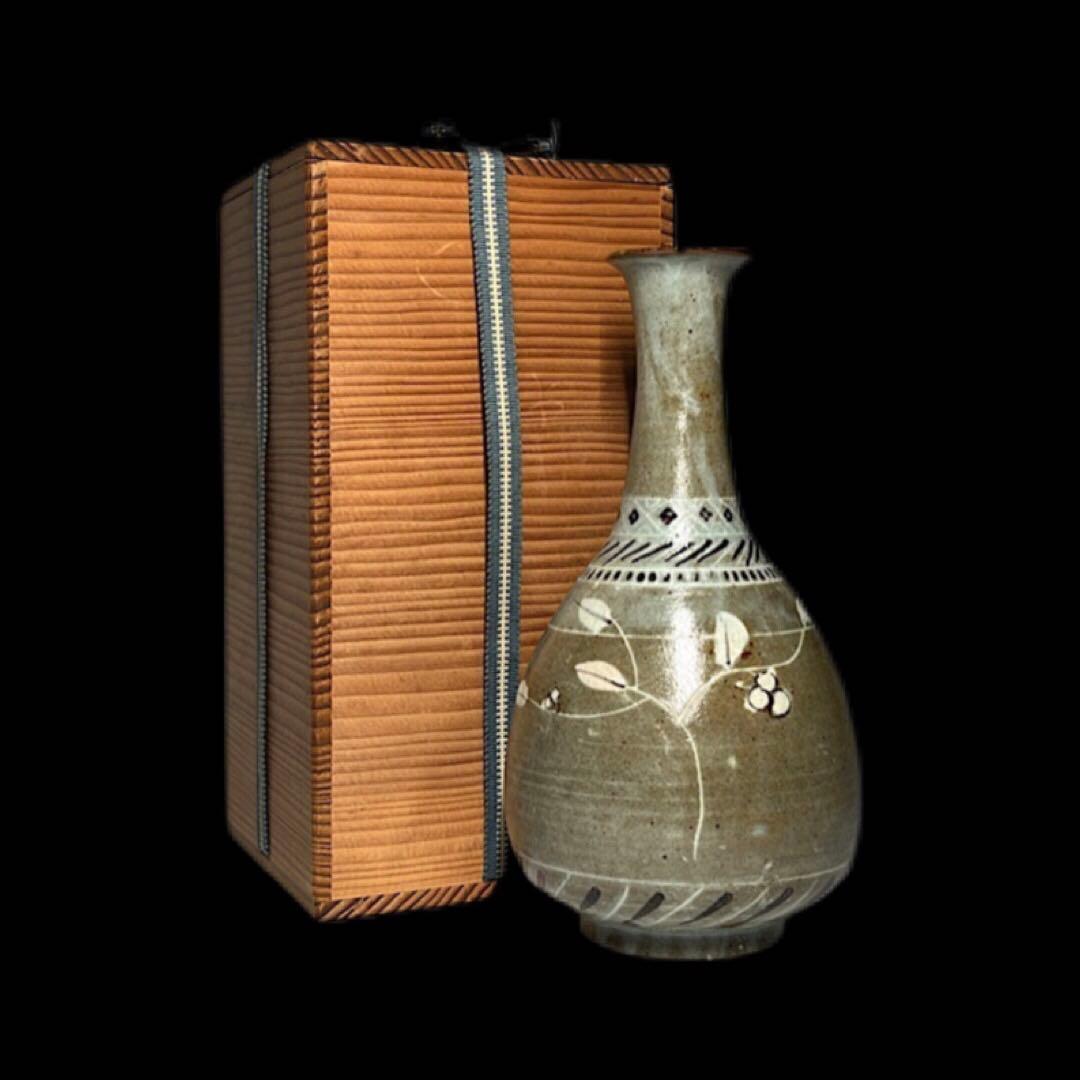 九谷焼 外志作 象嵌壺 共箱付 大型21cm