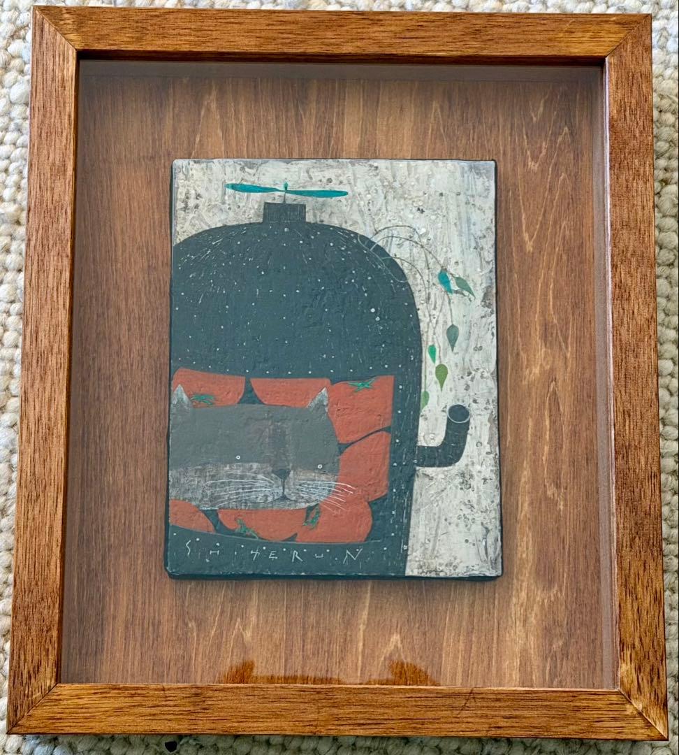 中佐藤滋「カゴトマト」アクリル画 キャンバス 額装 絵画 現代アート#122-2