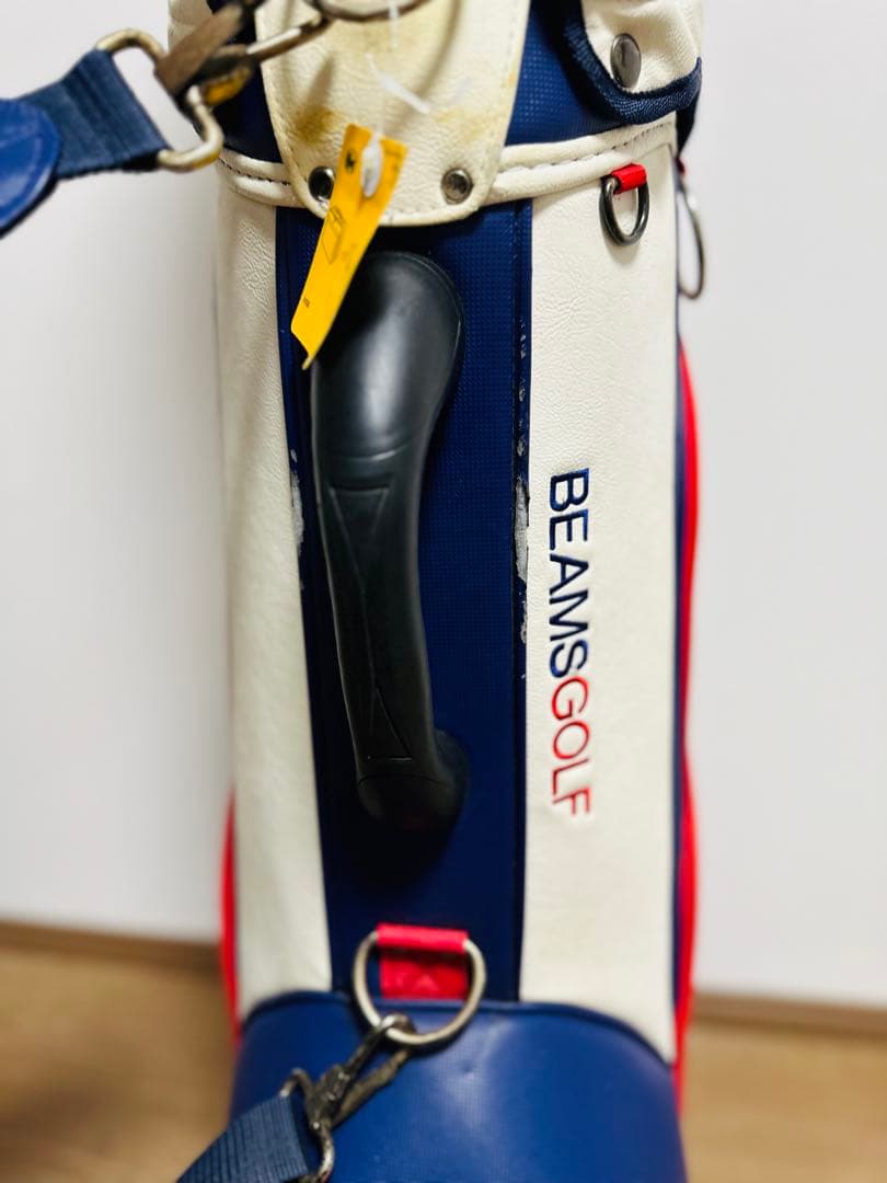 BEAMS GOLF キャディバッグ ホワイト/ネイビー/レッド