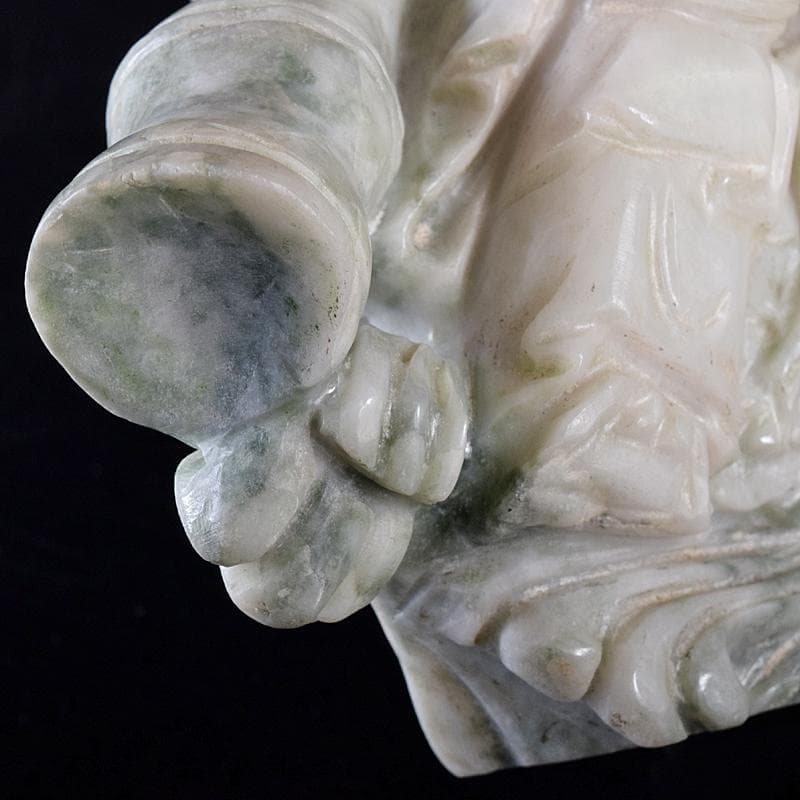 中国　玉石翡翠彫刻　福禄寿像　置物　約987g　M　R8336