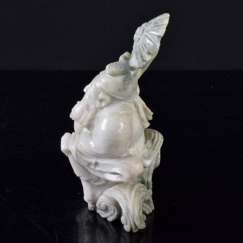 中国　玉石翡翠彫刻　福禄寿像　置物　約987g　M　R8336