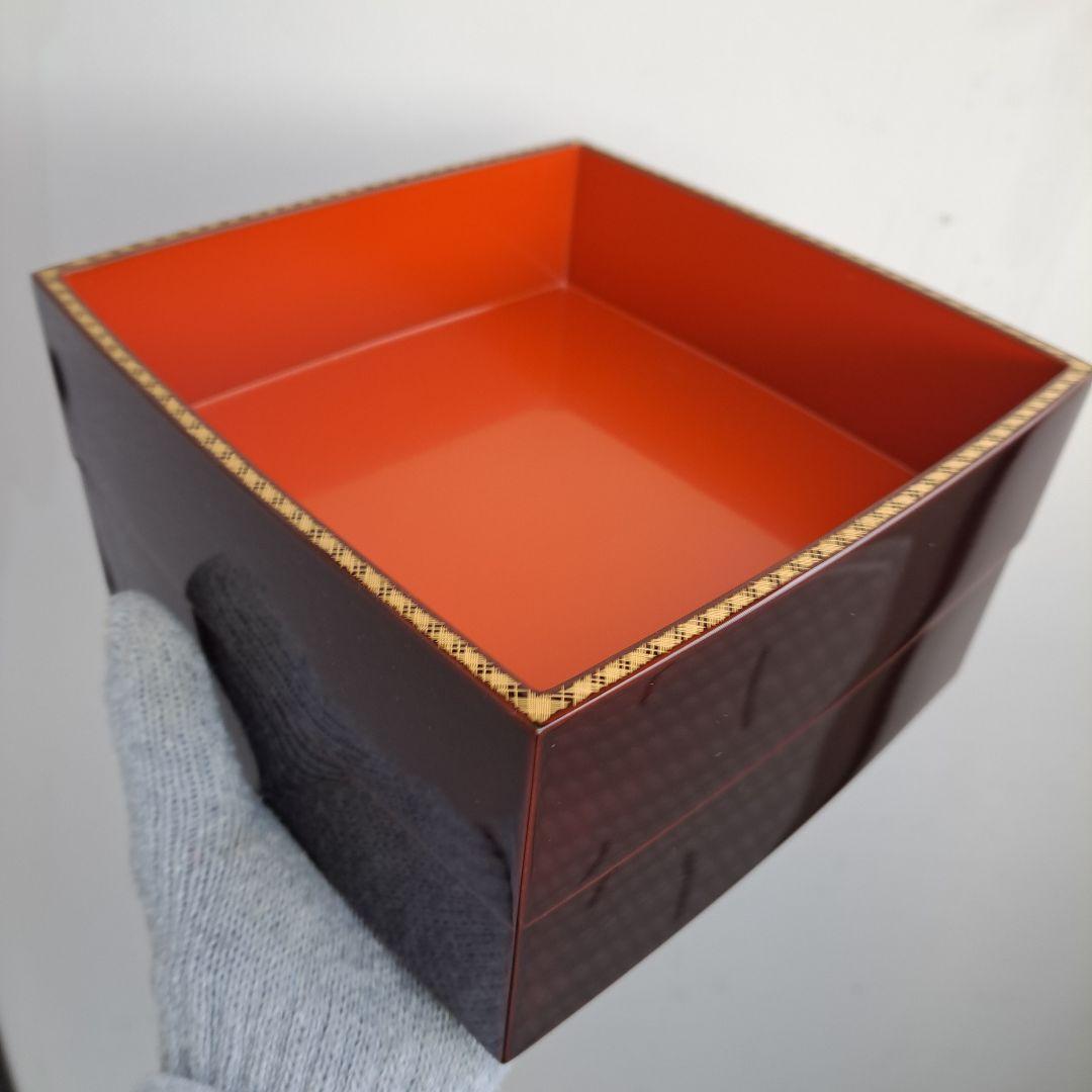 【輪島塗　6.5寸3段重箱】布着本堅地　溜塗/胴張り　未使用品