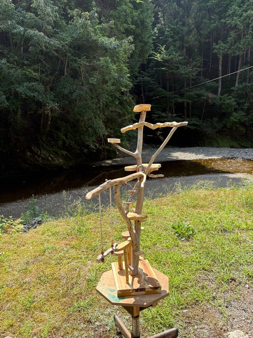 ハンドメイド　流木　バードアスレチック　バードジム　流木インテリア