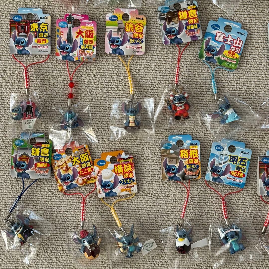 ［まとめ売り］レアなご当地 スティッチ ストラップ ファスナーマスコット49点