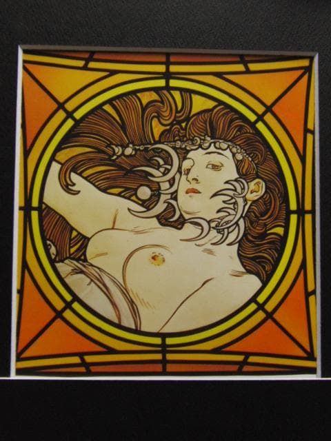 アルフォンス・ミュシャ、婦人の胸像（メダイヨン）、希少な画集より