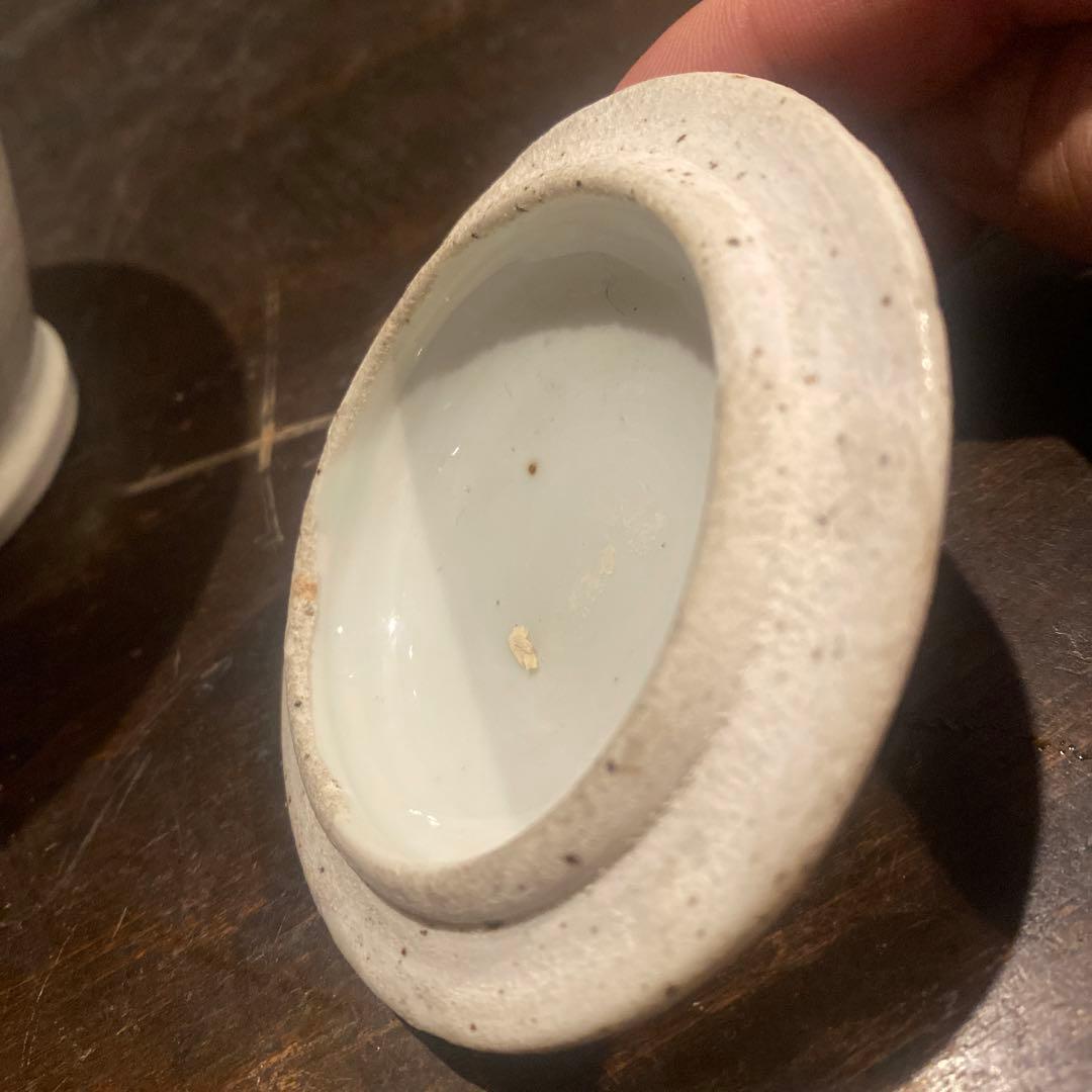 古伊万里白磁蓋付壺11cm16cm