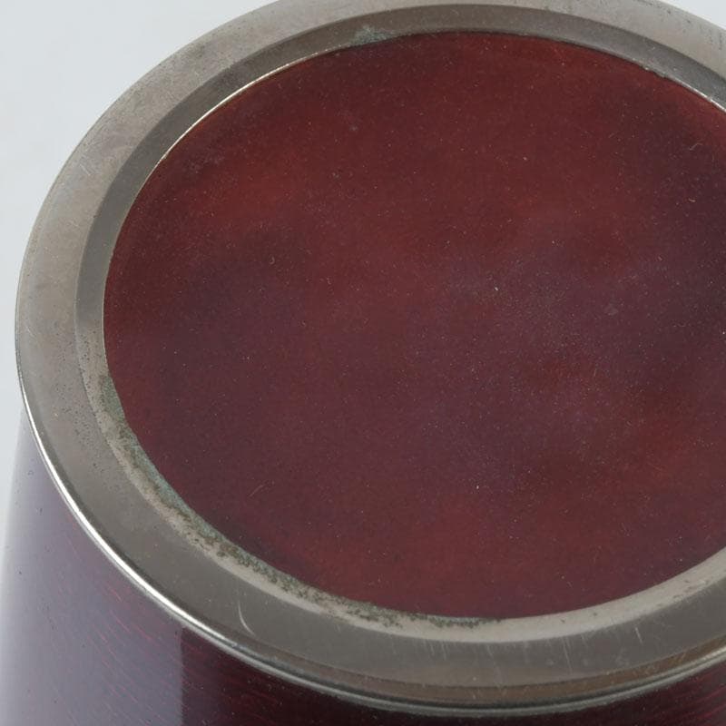 七宝焼　赤透釉　花文　花瓶　V　9900