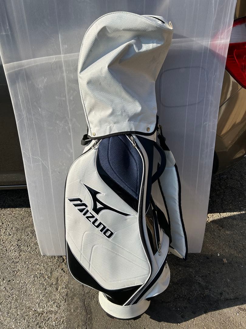 Mizuno キャディバッグ ホワイト/ネイビー