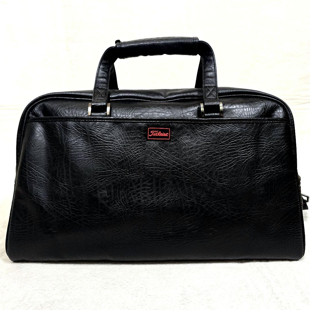 極美品タイトリスト 2way ゴルフバッグ ボストンバッグ レザー 大容量 黒