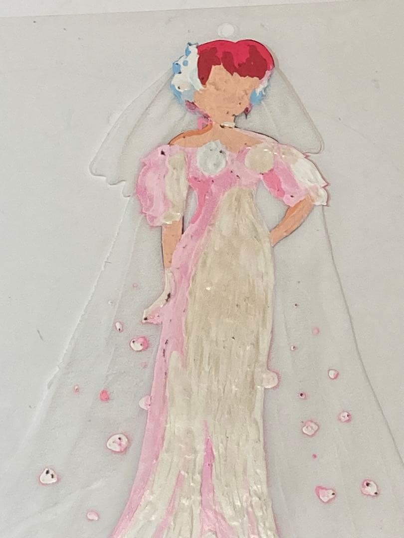 d３９　うる星やつらセル画【ウエディングドレス　弁天？】背景画付き