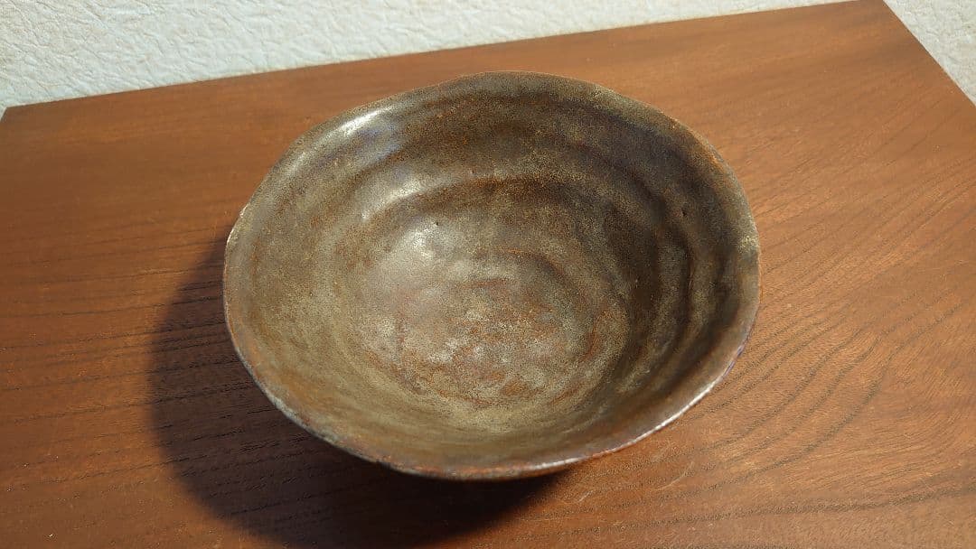 大樋焼　大樋　抹茶碗　飴釉　平茶碗　大樋長左衛門　銘　月梅　角印　１客