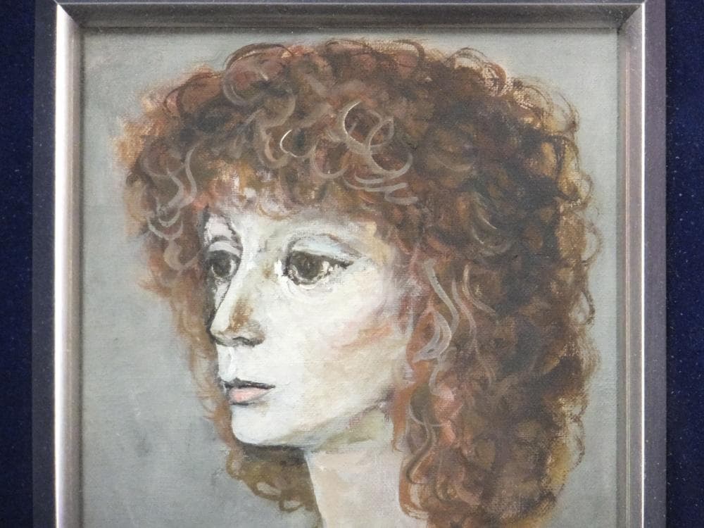 寺島龍一　直筆サイン『紫の首飾り』キャンヴァスに油彩 サムホール 0313A