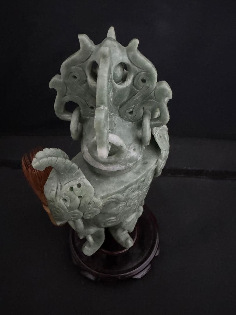 香炉 玉彫　彫刻 置物 開運 風水 台座 骨董　インテリア　アンティーク