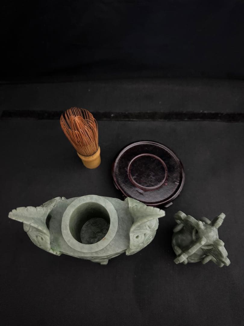 香炉 玉彫　彫刻 置物 開運 風水 台座 骨董　インテリア　アンティーク
