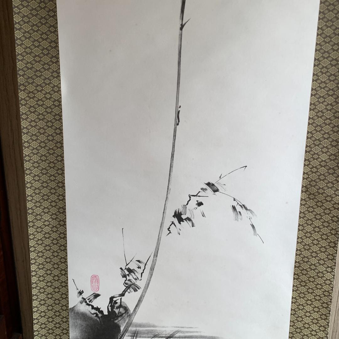 宮本武蔵　掛け軸　複製　名作　水墨画 掛け軸 鳥と植物