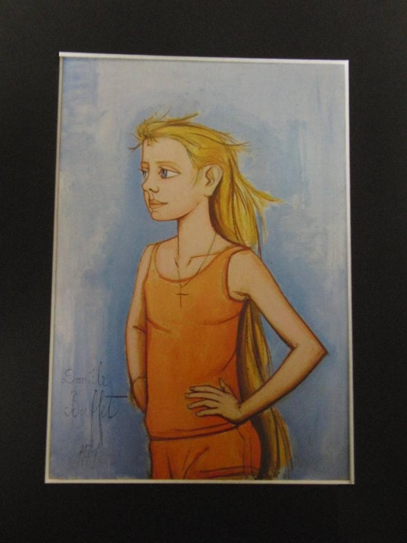 ベルナール・ビュッフェ「Daniele」希少画集の額装画、人気作品