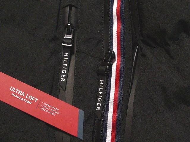 L日本サイズ位トミーヒルフィガーUSA限定ダウンジャケット マットブラック×カモ