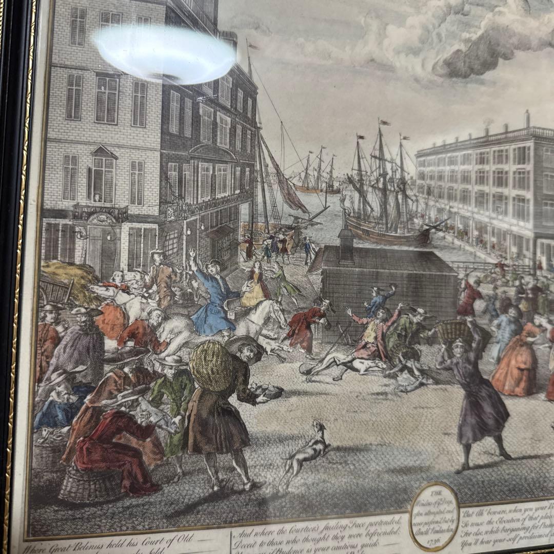 イギリス 歴史的風景 銅版画 カラー 約37cm x 28.8cm