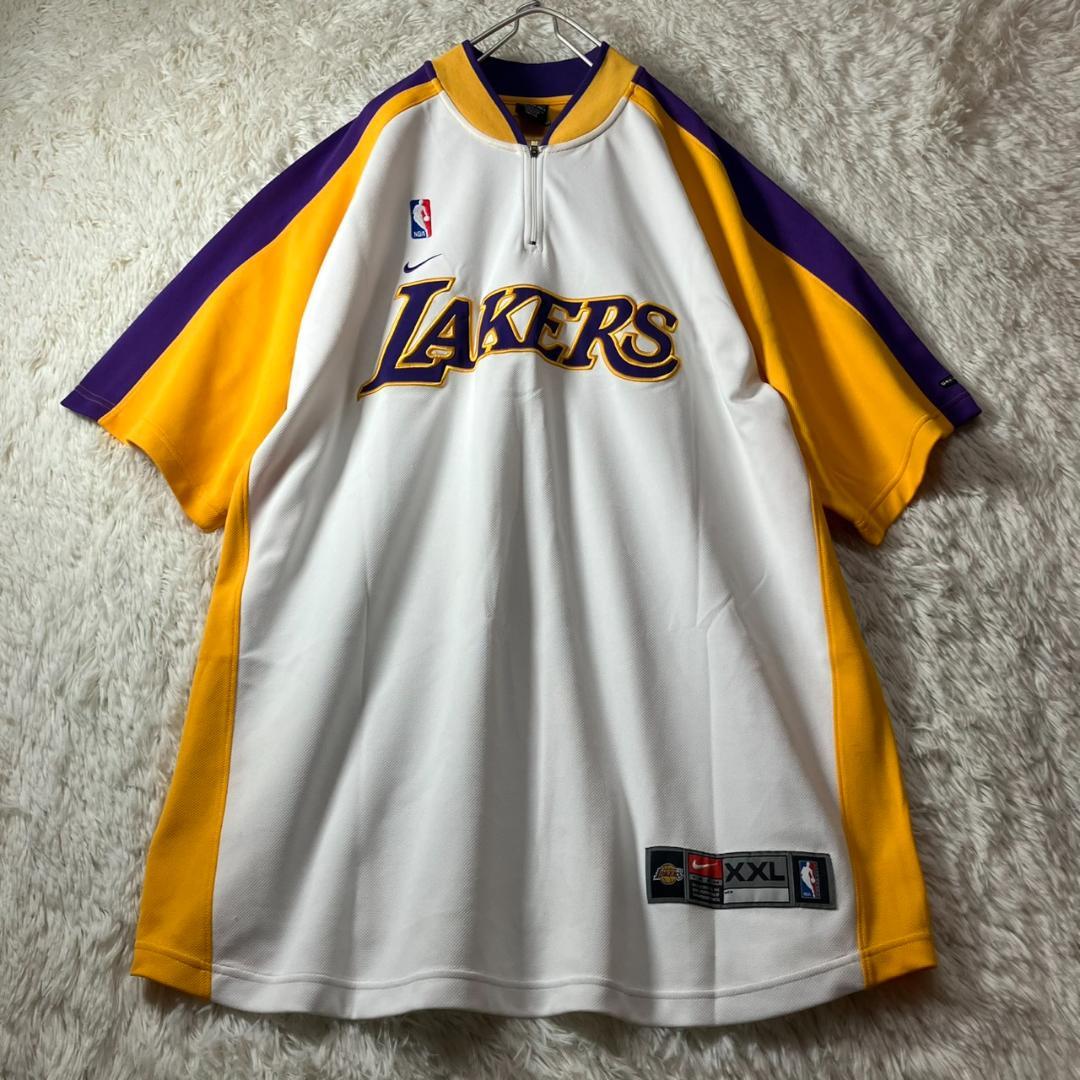 美品 NIKE ナイキ ハーフジップ レイカーズ ウォームアップシャツ XXL