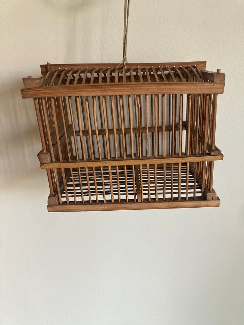 竹細工虫籠昭和初期ハンドメイドレトロオブジェ　 民藝　手工芸　アトリエ　骨董